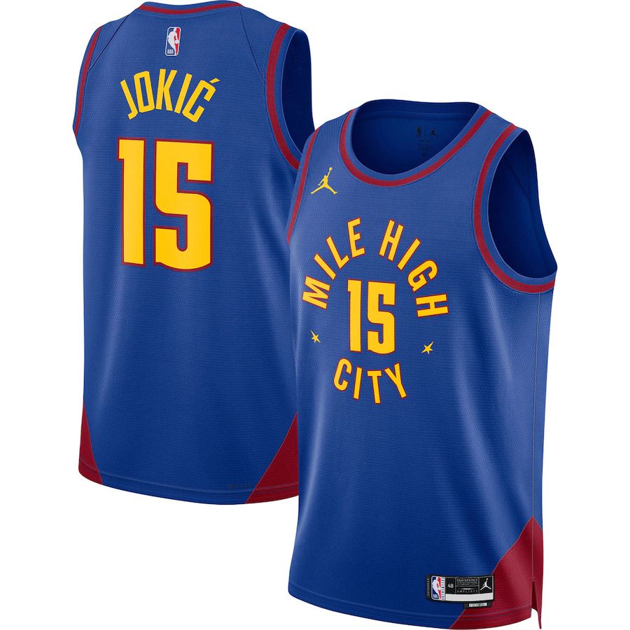 Men Denver Nuggets 15 Nikola Jokic Jordan Brand Blue 2022-23 Statement Edition Swingman NBA Jersey